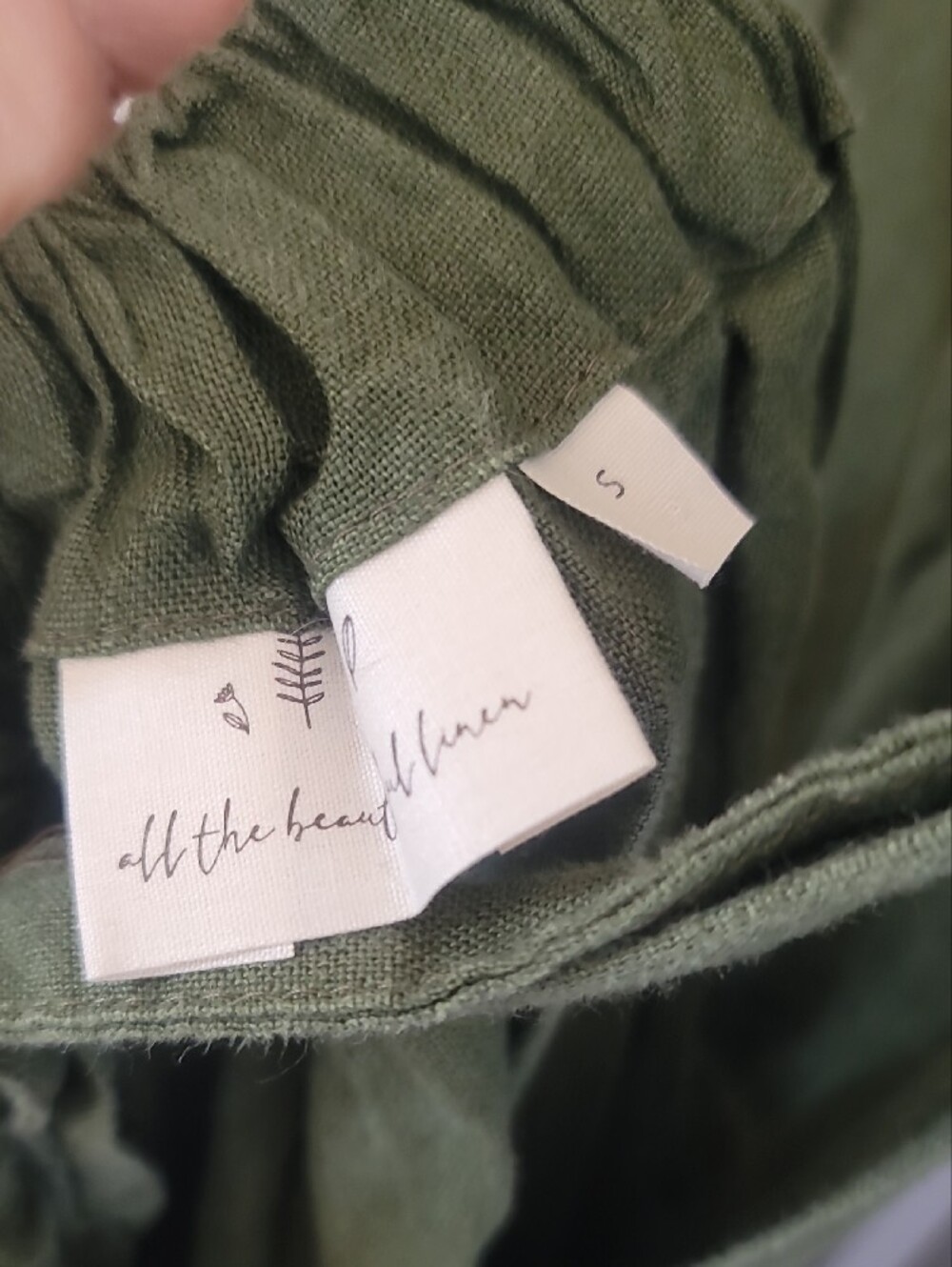 Sleeveless Linen Overall Dress with Square Neck in Olive - Picture 5 of 5